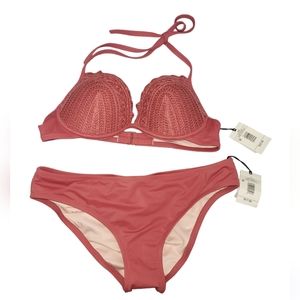 Shade & Shore bikini (top & bottom). Top - 38B cup, bottom - L. Color - coral